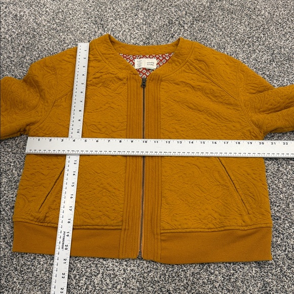 Saturday Sunday Anthropologie Mustard Yellow Quilted Boho Bomber Jacket Size L - Picture 9 of 9